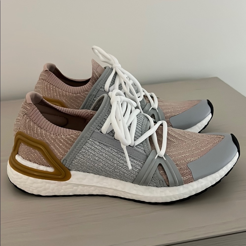Adidas by Stella McCartney Gray and Tan Sneakers with Knit Upper